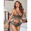 image:imageAvidlove Sexy Pajamas for Women Set Sheer Lingerie Set 2 Piece Mesh Cami Shorts NightwearLeopard Dark