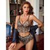 image:imageAvidlove Sexy Pajamas for Women Set Sheer Lingerie Set 2 Piece Mesh Cami Shorts NightwearLeopard Dark