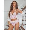 image:imageAvidlove Sexy Pajamas for Women Set Sheer Lingerie Set 2 Piece Mesh Cami Shorts NightwearPink