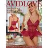 image:imageAvidlove Sexy Teddy Lingerie for Women Lace Bodysuit One Piece Mini BabydollDark Red