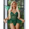 image:imageAvidlove Sexy Teddy Lingerie for Women Lace Bodysuit One Piece Mini BabydollGreen