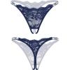 image:imageAvidlove Sexy Thongs for Women Floral Lace Briefs Rhinestones Strap Panties Hollow Out GString Tback Underwear 14 PackNavy Blue