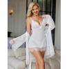 image:imageAvidlove Women 3 Piece Sexy Lingerie Set Floral Lace Trim Mini Babydoll Nightgown and Wide Sleeve RobeWhite