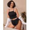 image:imageAvidlove Women Cami Ribbed Pajama Set Sexy Side Slit Sleepwear Soft Lingerie 2 Piece PJ SetBlack