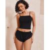 image:imageAvidlove Women Cami Ribbed Pajama Set Sexy Side Slit Sleepwear Soft Lingerie 2 Piece PJ SetBlack