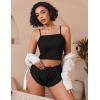 image:imageAvidlove Women Cami Ribbed Pajama Set Sexy Side Slit Sleepwear Soft Lingerie 2 Piece PJ SetBlack