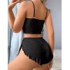 image:imageAvidlove Women Cami Ribbed Pajama Set Sexy Side Slit Sleepwear Soft Lingerie 2 Piece PJ SetBlack