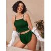 image:imageAvidlove Women Cami Ribbed Pajama Set Sexy Side Slit Sleepwear Soft Lingerie 2 Piece PJ SetGreen