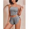 image:imageAvidlove Women Cami Ribbed Pajama Set Sexy Side Slit Sleepwear Soft Lingerie 2 Piece PJ SetGrey