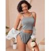 image:imageAvidlove Women Cami Ribbed Pajama Set Sexy Side Slit Sleepwear Soft Lingerie 2 Piece PJ SetGrey