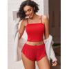 image:imageAvidlove Women Cami Ribbed Pajama Set Sexy Side Slit Sleepwear Soft Lingerie 2 Piece PJ SetRed