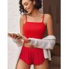 image:imageAvidlove Women Cami Ribbed Pajama Set Sexy Side Slit Sleepwear Soft Lingerie 2 Piece PJ SetRed
