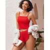 image:imageAvidlove Women Cami Ribbed Pajama Set Sexy Side Slit Sleepwear Soft Lingerie 2 Piece PJ SetRed
