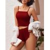 image:imageAvidlove Women Cami Ribbed Pajama Set Sexy Side Slit Sleepwear Soft Lingerie 2 Piece PJ SetWine Red