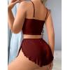 image:imageAvidlove Women Cami Ribbed Pajama Set Sexy Side Slit Sleepwear Soft Lingerie 2 Piece PJ SetWine Red