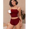 image:imageAvidlove Women Cami Ribbed Pajama Set Sexy Side Slit Sleepwear Soft Lingerie 2 Piece PJ SetWine Red