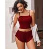 image:imageAvidlove Women Cami Ribbed Pajama Set Sexy Side Slit Sleepwear Soft Lingerie 2 Piece PJ SetWine Red