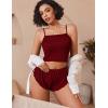 image:imageAvidlove Women Cami Ribbed Pajama Set Sexy Side Slit Sleepwear Soft Lingerie 2 Piece PJ SetWine Red