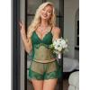 image:imageAvidlove Women Lace Pajamas Lingerie Set Sexy Cami Shorts Sets Mesh Sleepwear 2 Piece SXXLGreen