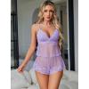 image:imageAvidlove Women Lace Pajamas Lingerie Set Sexy Cami Shorts Sets Mesh Sleepwear 2 Piece SXXLLilac