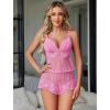 image:imageAvidlove Women Lace Pajamas Lingerie Set Sexy Cami Shorts Sets Mesh Sleepwear 2 Piece SXXLPink