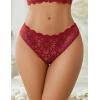 image:imageAvidlove Women Lace Panties Hollow Out Rear Bowknot Underwear Ruffle Cheeky Briefs 13 PackWine Red
