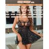 image:imageAvidlove Women Lingerie Lace Babydoll Sexy Chemise Nightwear Teddy V Neck Sleepwear Boudoir OutfitsBlack Star