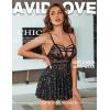 image:imageAvidlove Women Lingerie Lace Babydoll Sexy Chemise Nightwear Teddy V Neck Sleepwear Boudoir OutfitsBlack Star