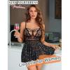 image:imageAvidlove Women Lingerie Lace Babydoll Sexy Chemise Nightwear Teddy V Neck Sleepwear Boudoir OutfitsBlack Star