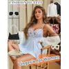 image:imageAvidlove Women Lingerie Lace Babydoll Sexy Chemise Nightwear Teddy V Neck Sleepwear Boudoir OutfitsClear Blue