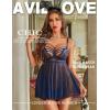 image:imageAvidlove Women Lingerie Lace Babydoll Sexy Chemise Nightwear Teddy V Neck Sleepwear Boudoir OutfitsNavy Blue