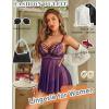 image:imageAvidlove Women Lingerie Lace Babydoll Sexy Chemise Nightwear Teddy V Neck Sleepwear Boudoir OutfitsPurple