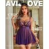image:imageAvidlove Women Lingerie Lace Babydoll Sexy Chemise Nightwear Teddy V Neck Sleepwear Boudoir OutfitsPurple
