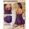 image:imageAvidlove Women Lingerie Lace Babydoll Sexy Chemise Nightwear Teddy V Neck Sleepwear Boudoir OutfitsPurple