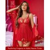 image:imageAvidlove Women Lingerie Lace Babydoll Sexy Chemise Nightwear Teddy V Neck Sleepwear Boudoir OutfitsRed