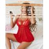 image:imageAvidlove Women Lingerie Lace Babydoll Sexy Chemise Nightwear Teddy V Neck Sleepwear Boudoir OutfitsRed