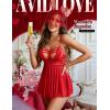 image:imageAvidlove Women Lingerie Lace Babydoll Sexy Chemise Nightwear Teddy V Neck Sleepwear Boudoir OutfitsRed