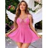 image:imageAvidlove Women Lingerie Lace Babydoll Sexy Chemise Nightwear Teddy V Neck Sleepwear Boudoir OutfitsRose Pink