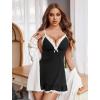 image:imageAvidlove Women Lingerie Lace Chemise V Neck Sexy Nightgown Modal Babydoll SleepwearBlack White