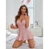image:imageAvidlove Women Lingerie Lace Chemise V Neck Sexy Nightgown Modal Babydoll SleepwearLight Pink