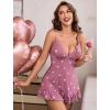 image:imageAvidlove Women Lingerie Lace Chemise V Neck Sexy Nightgown Modal Babydoll SleepwearPurple Love Heart