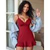 image:imageAvidlove Women Lingerie Lace Chemise V Neck Sexy Nightgown Modal Babydoll SleepwearWine Red