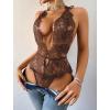 image:imageAvidlove Women One Piece Lingerie Lace Bodysuit Deep V Teddy Mini BabydollBrown