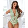 image:imageAvidlove Women One Piece Lingerie Lace Bodysuit Deep V Teddy Mini BabydollLight Green