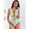image:imageAvidlove Women One Piece Lingerie Lace Bodysuit Deep V Teddy Mini BabydollLight Green