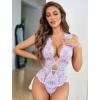 image:imageAvidlove Women One Piece Lingerie Lace Bodysuit Deep V Teddy Mini BabydollLilac