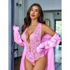 image:imageAvidlove Women One Piece Lingerie Lace Bodysuit Deep V Teddy Mini BabydollPeach Pink