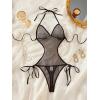 image:imageAvidlove Women Sexy Lingerie Lace Body Suit Deep V Teddy Mesh Bodysuit Cut Out One Piece Mini BabydollBlack
