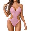 image:imageAvidlove Women Sexy Lingerie Lace Body Suit Deep V Teddy Mesh Bodysuit Cut Out One Piece Mini BabydollPink