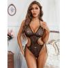 image:imageAvidlove Women Sexy Lingerie Lace Body Suit Deep V Teddy Mesh Bodysuit Cut Out One Piece Mini BabydollSilver